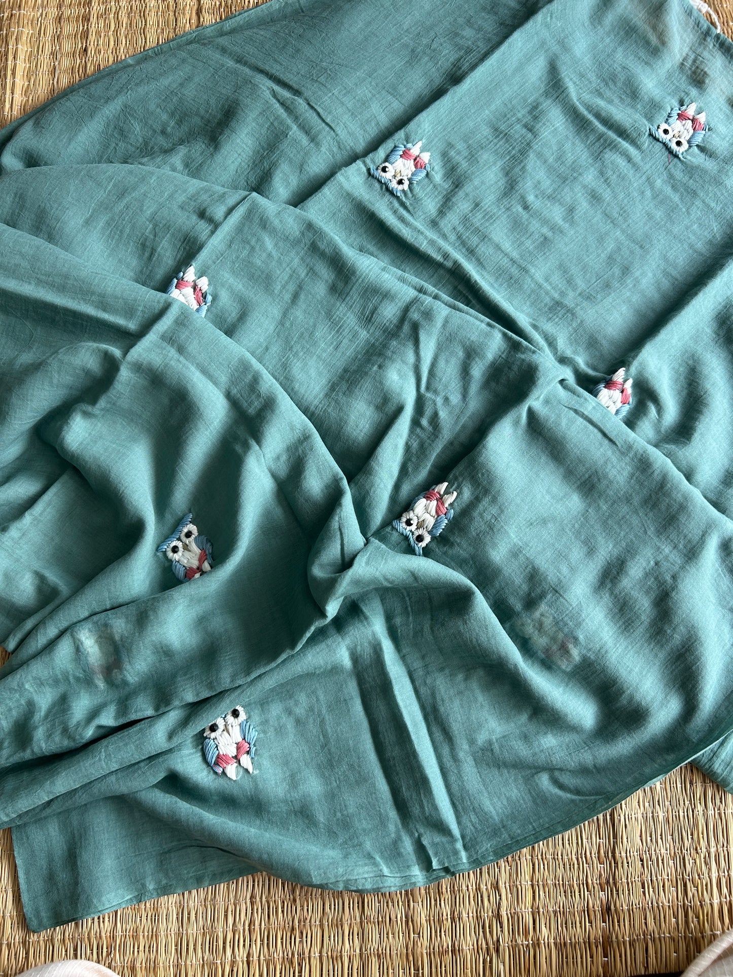 GREEN OWL MUL SAREE