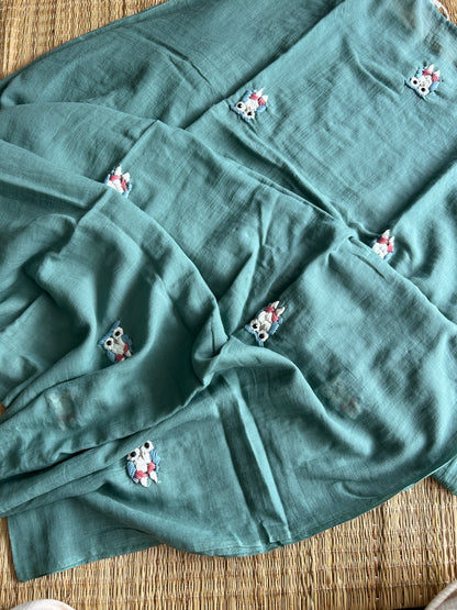 GREEN OWL MUL SAREE