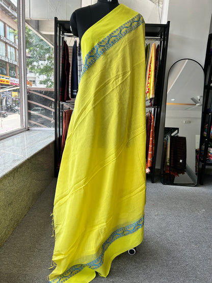 YELLOW MERCERISED COTTON SAREE
