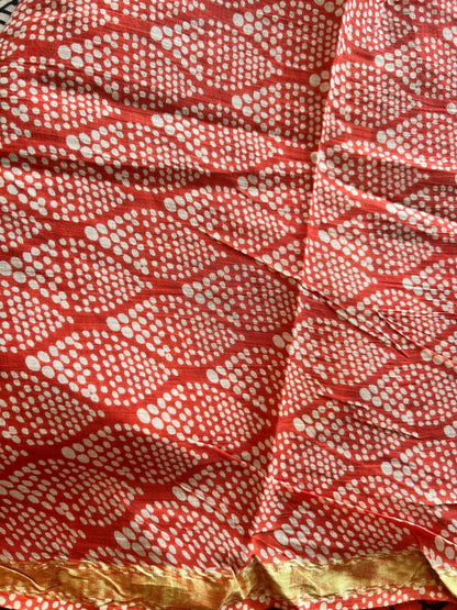 Red chanderi mul cotton