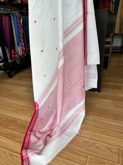 WHITE DHANIAKHALI SAREE