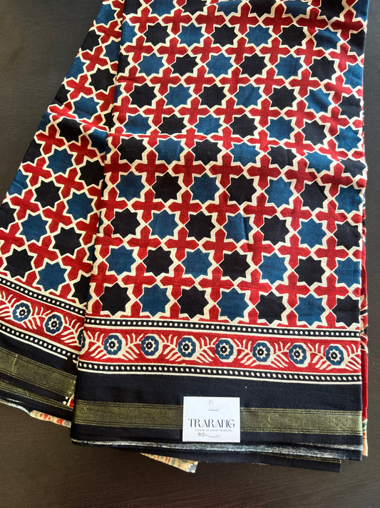 Red chanderi mul cotton