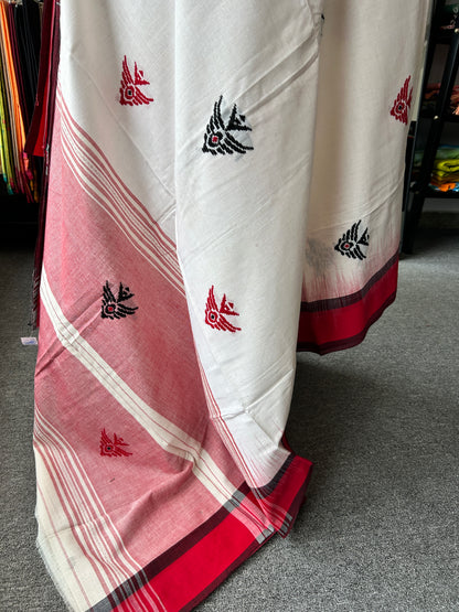 WHITE DHANIAKHALI SAREE