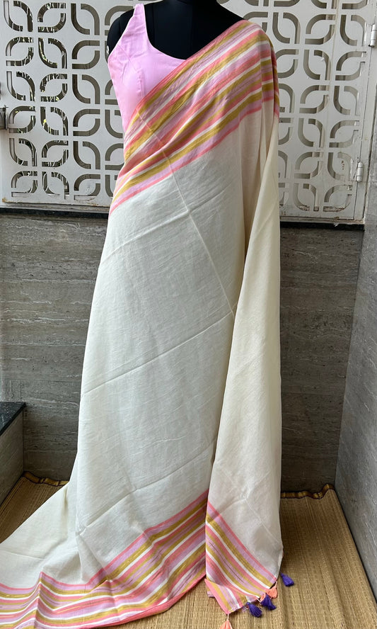WHITE MUL SAREE