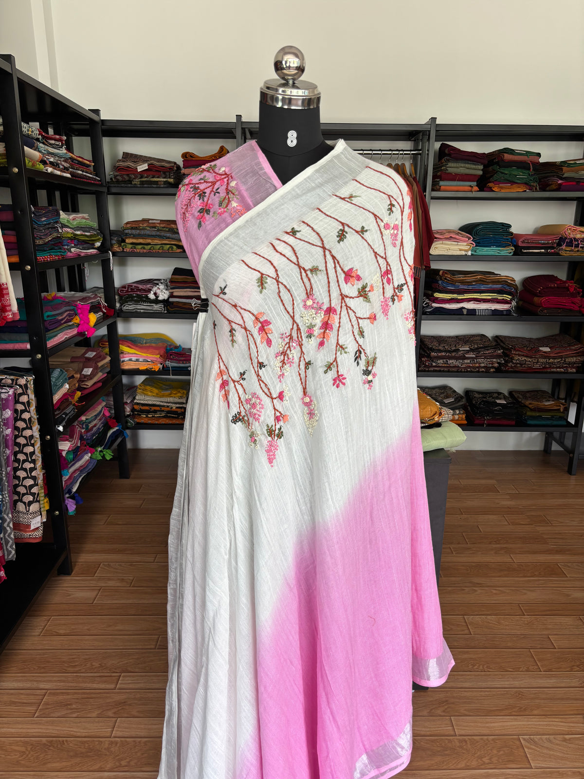 PINK LINEN SAREE