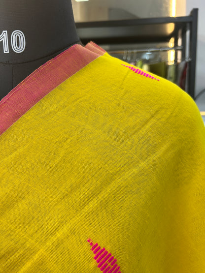 YELLOW MUL JAMDANI SAREE