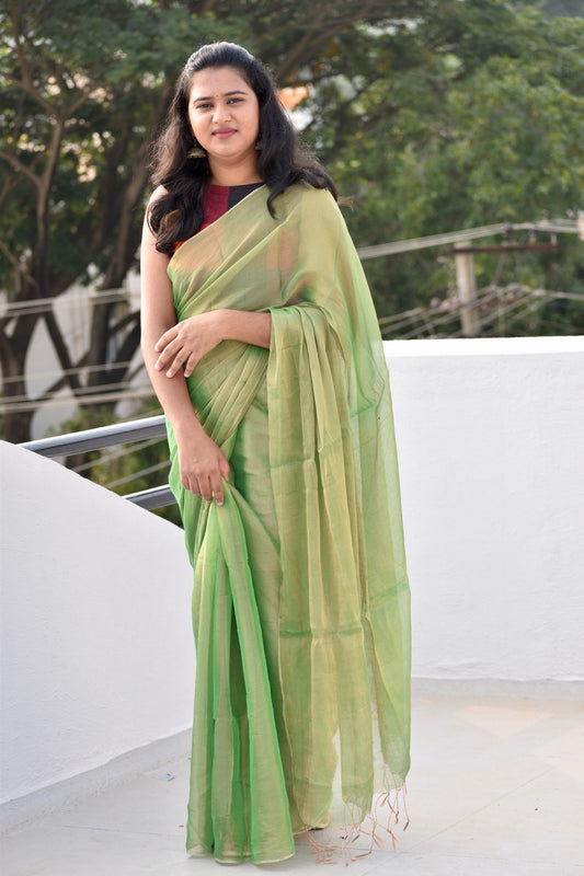 GREEN TISSUE MUL SAREE