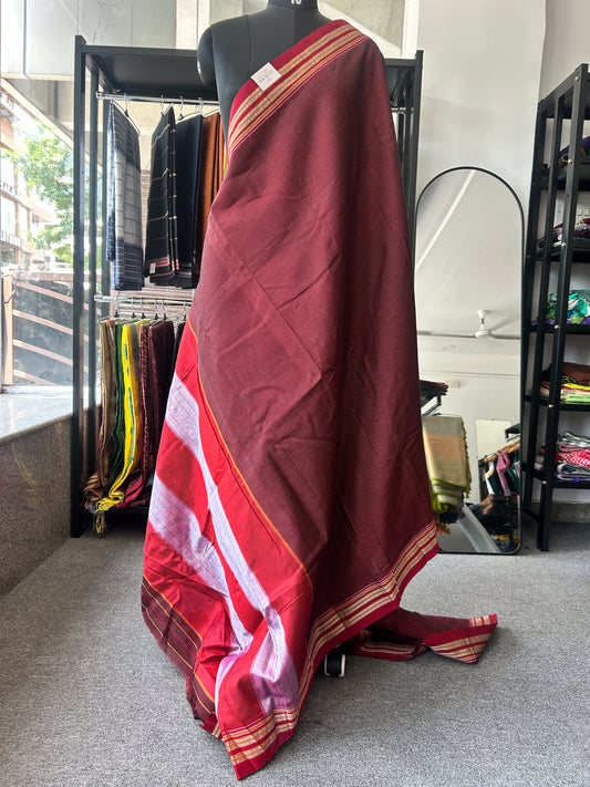 BROWN HANDLOOM ILKAL SAREE