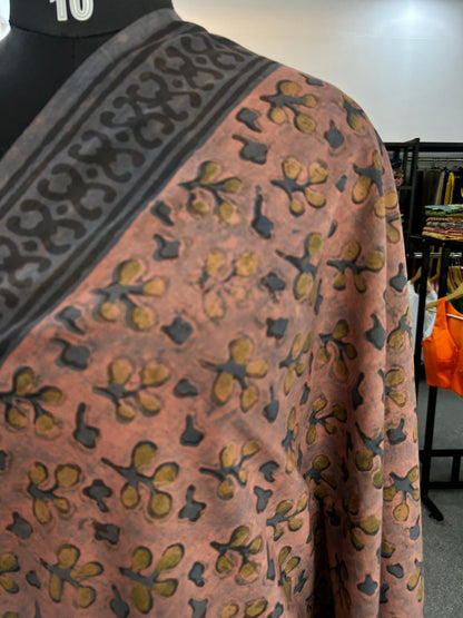 PINK AJRAKH MUL SAREE