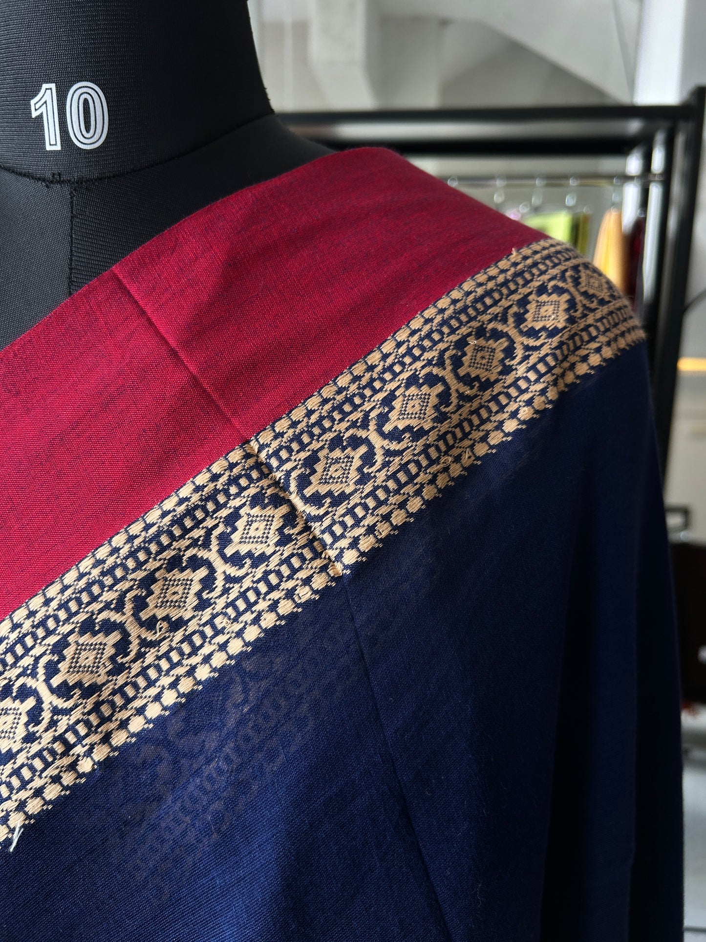 BLUE MERCERISED COTTON SAREE