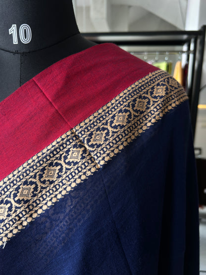 BLUE MERCERISED COTTON SAREE