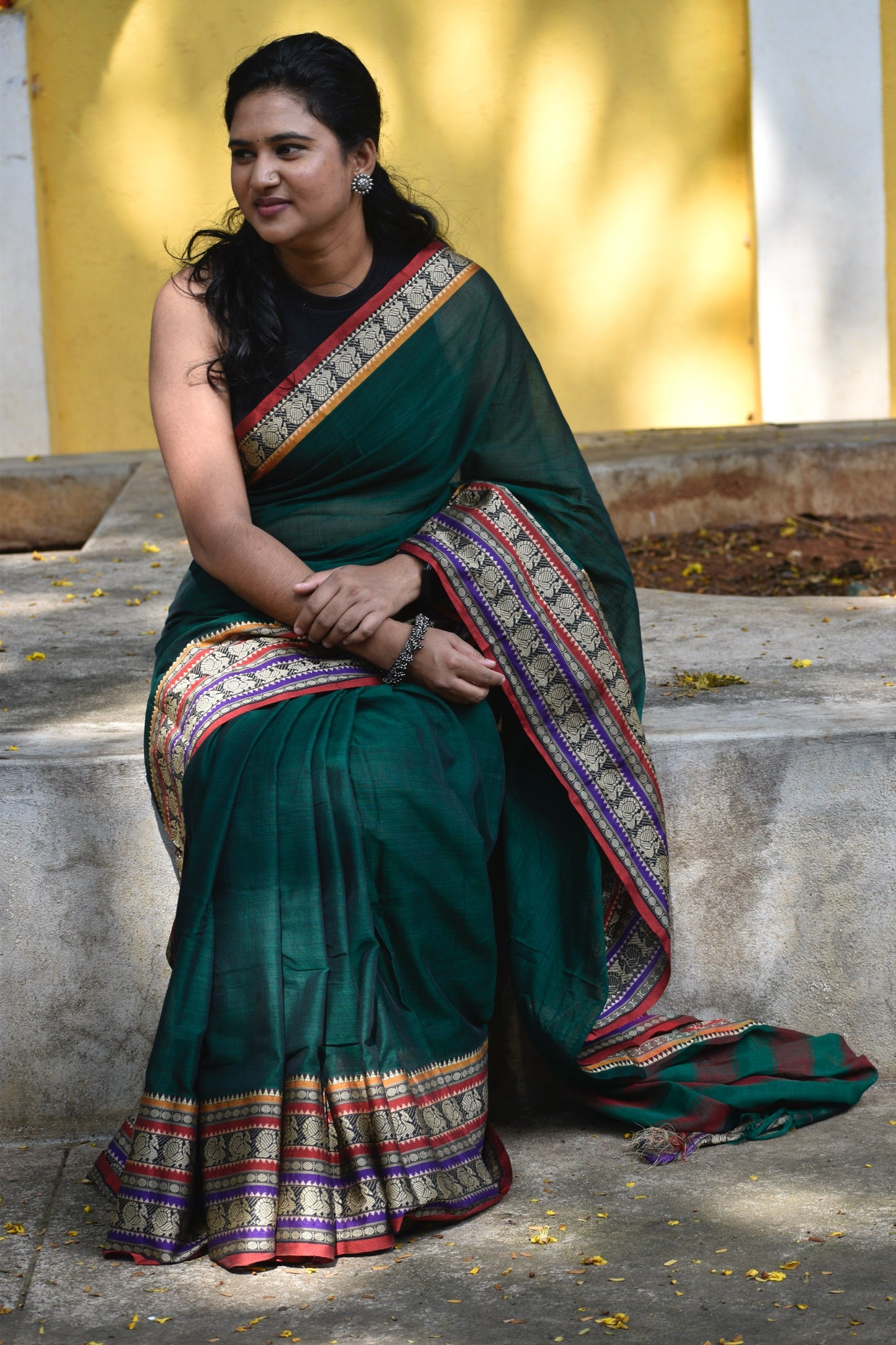 Green Narayanpet saree.