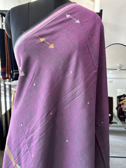 LAVENDER KHADI JAMDANI SAREE