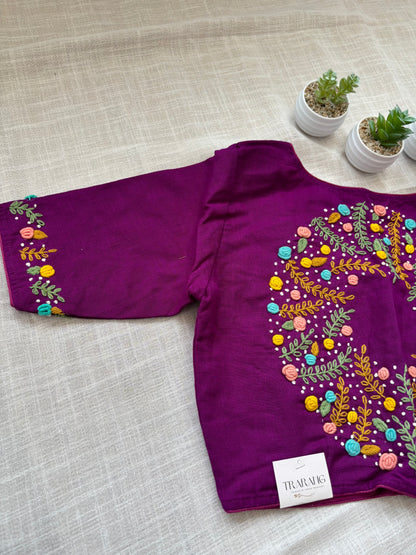 PURPLE EMBROIDERED  BLOUSE