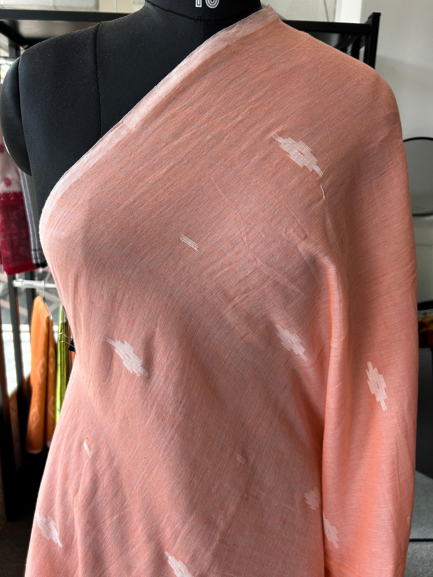 PEACH MUL JAMDANI SAREE