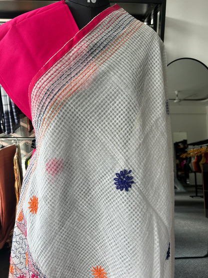 White katha embroidered kota