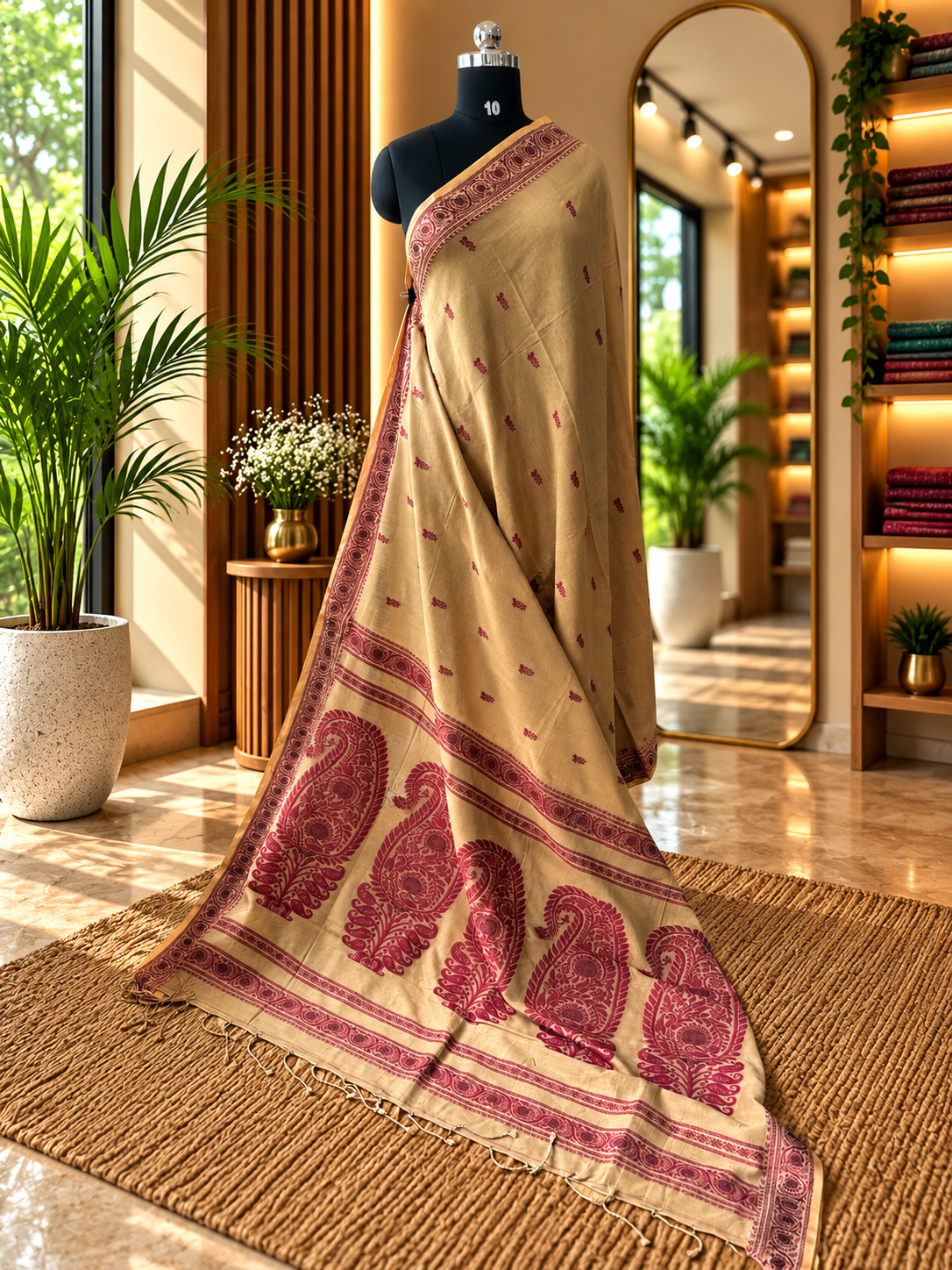 BEIGE MERCERISED SAREE