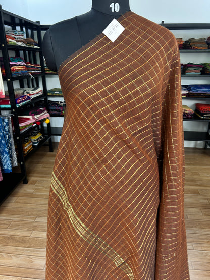 BROWN  MUL SAREE