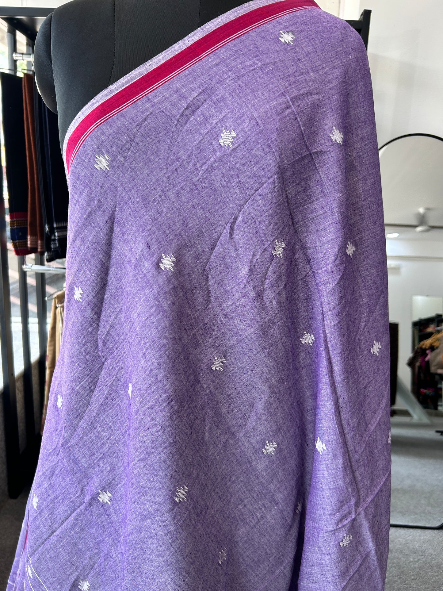 LAVENDER KHADI JAMDANI SAREE