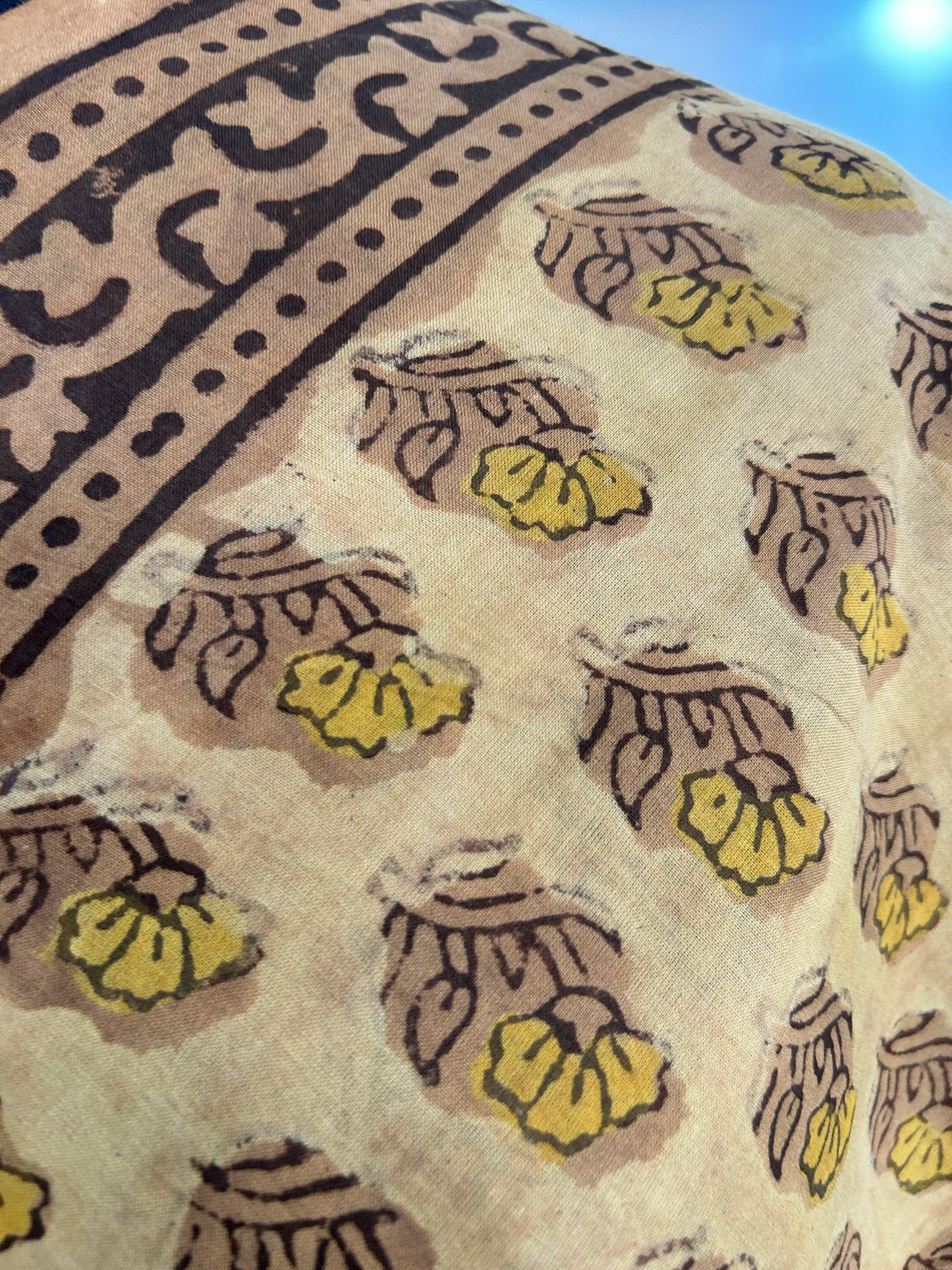 YELLOW AJRAKH MUL SAREE