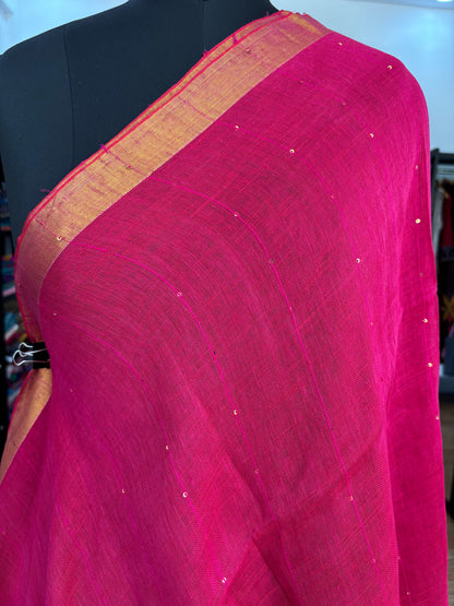 PINK LINEN SAREE