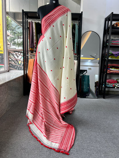 WHITE MERCERISED SAREE