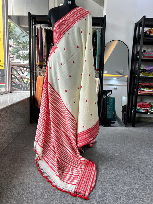 WHITE MERCERISED SAREE