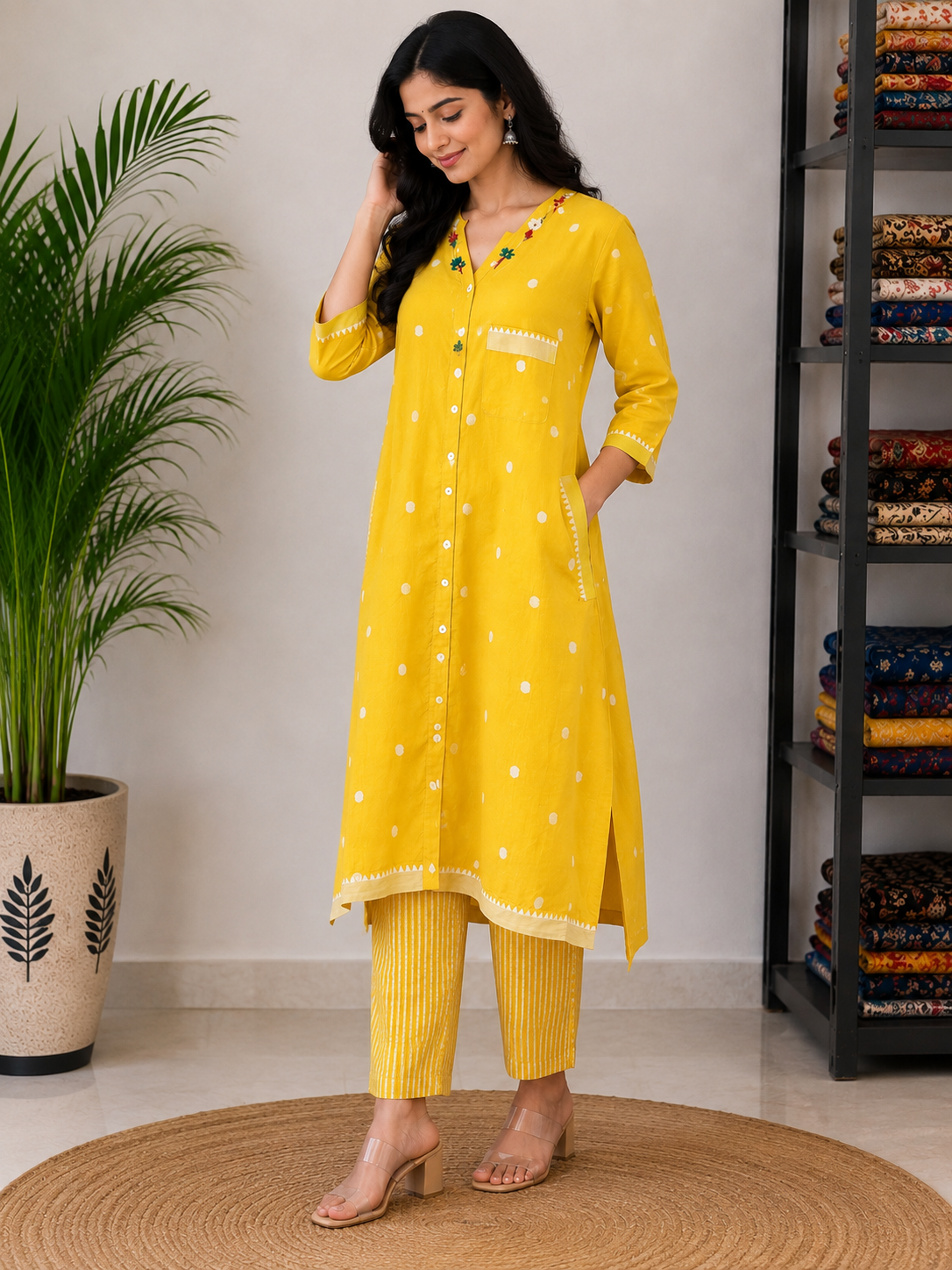YELLOW 2-piece COTTON SUIT
