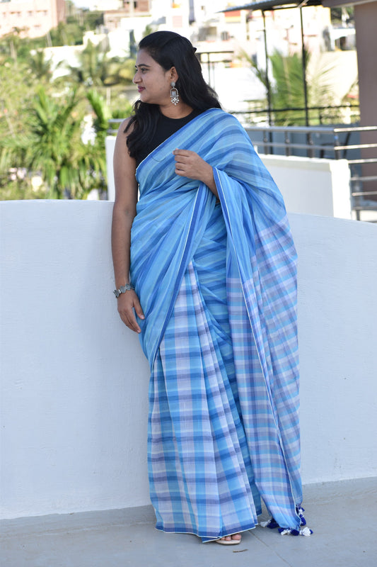 BLUE MUL SAREE