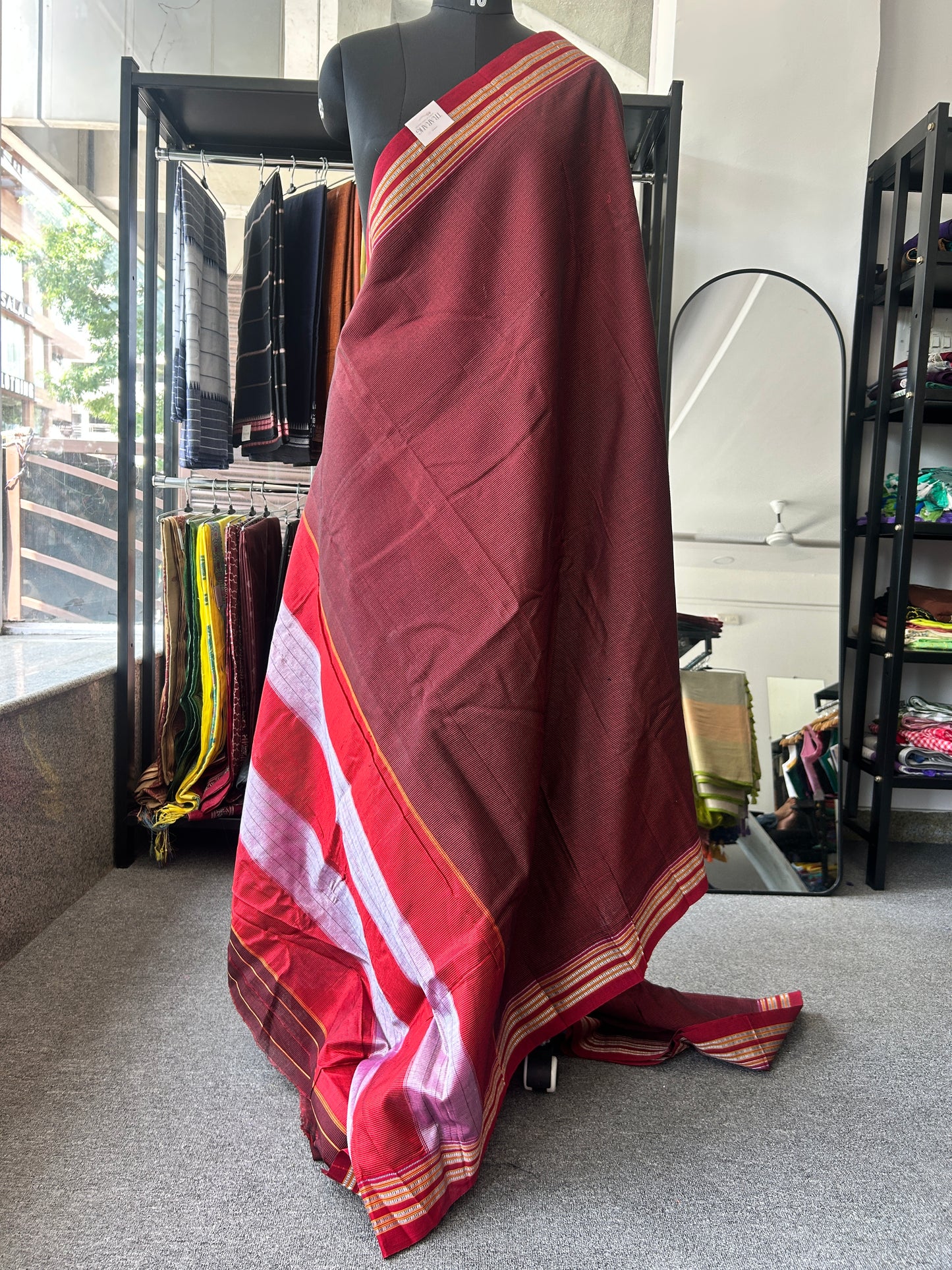 MARRON HANDLOOM ILKAL SAREE