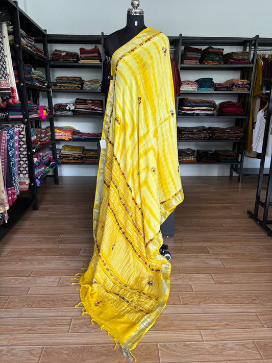 YELLOW LINEN SAREE