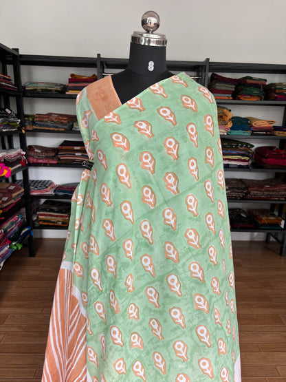 GREEN QUIRKY MUL SAREE
