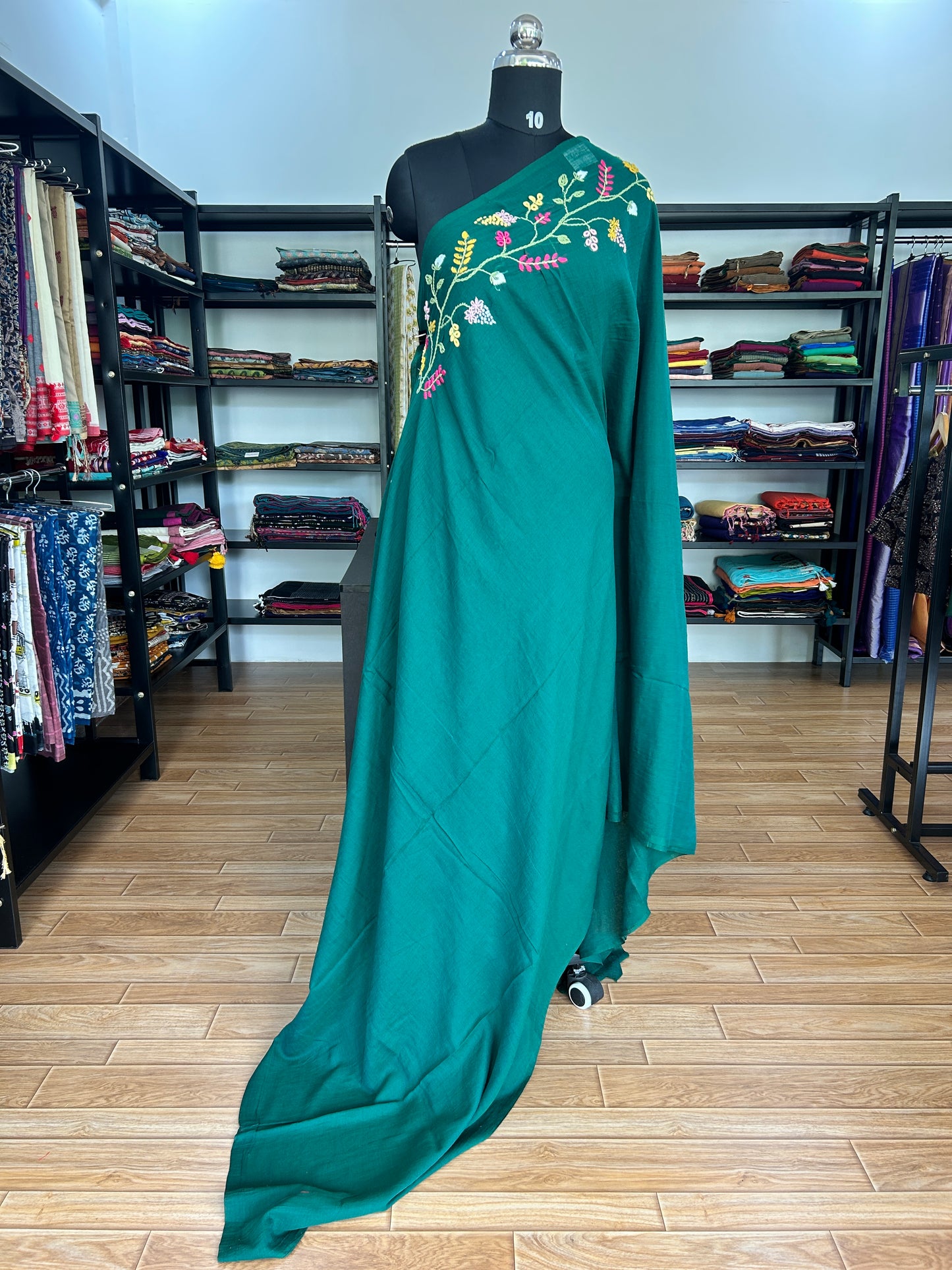 GREEN KATHA MUL SAREE (Copy)