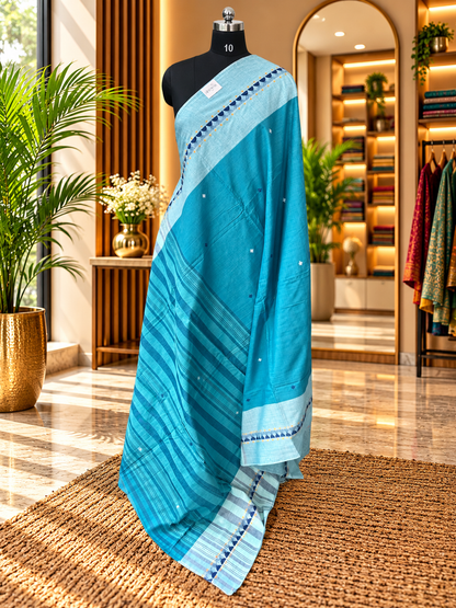 BLUE DHANIAKHALI SAREE