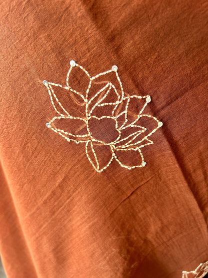 BROWN KATHA MUL SAREE