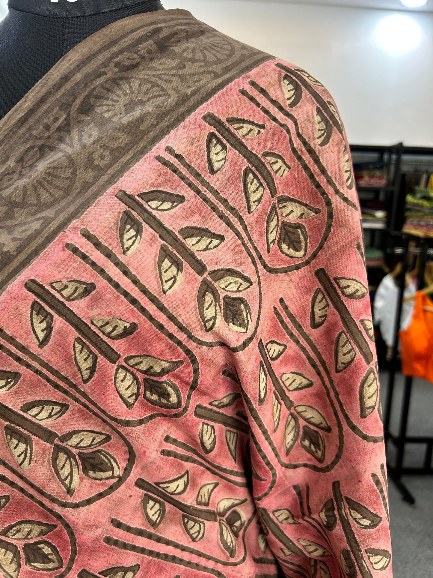 PINK AJRAKH MUL SAREE