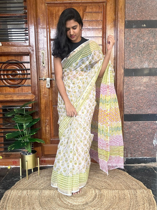 White kota doria saree