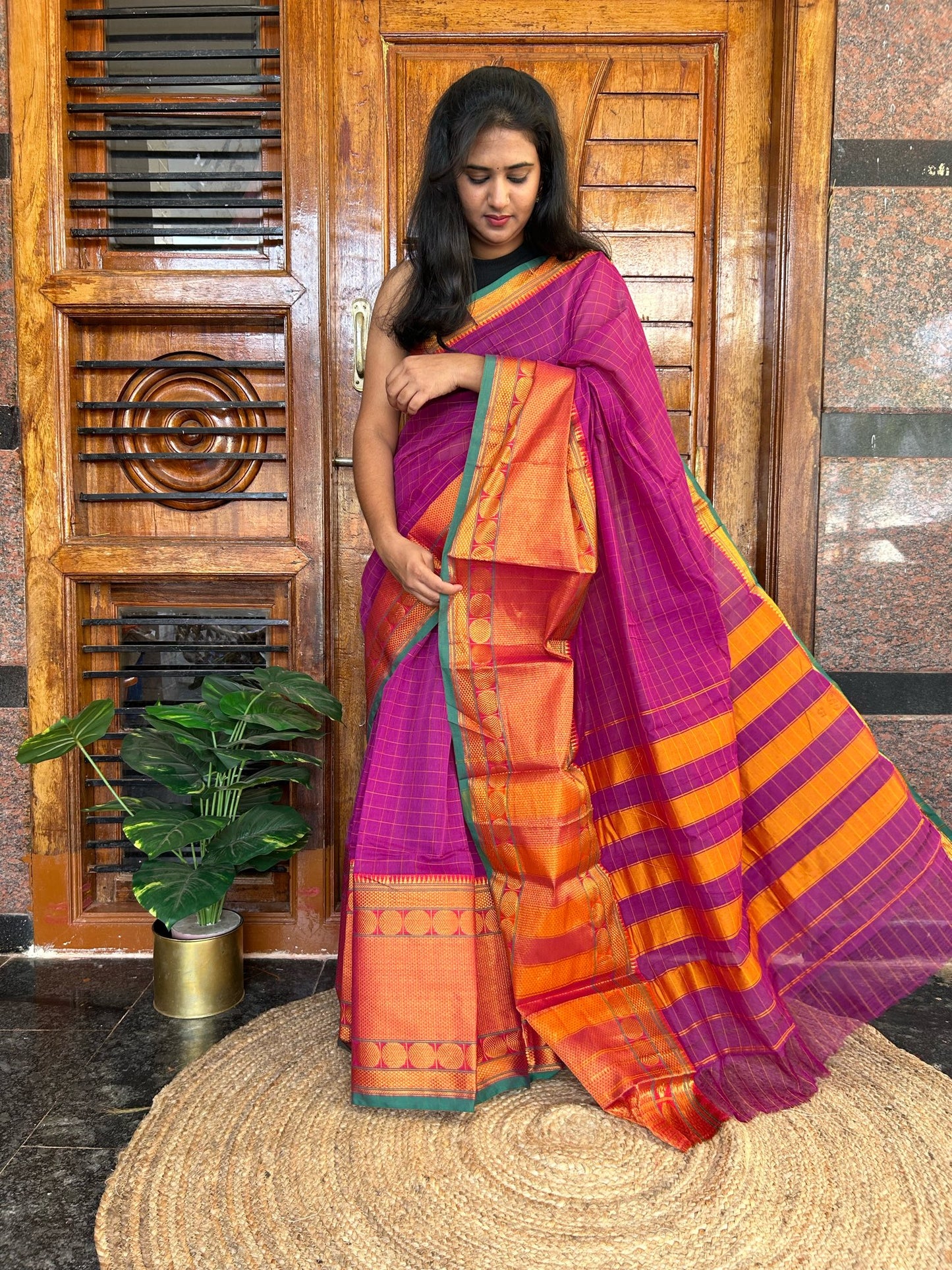 Pink Narayanpet saree.