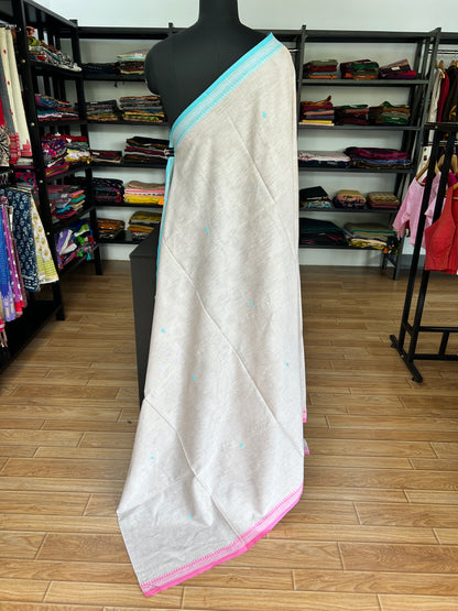 WHITE DHANIAKHALI SAREE