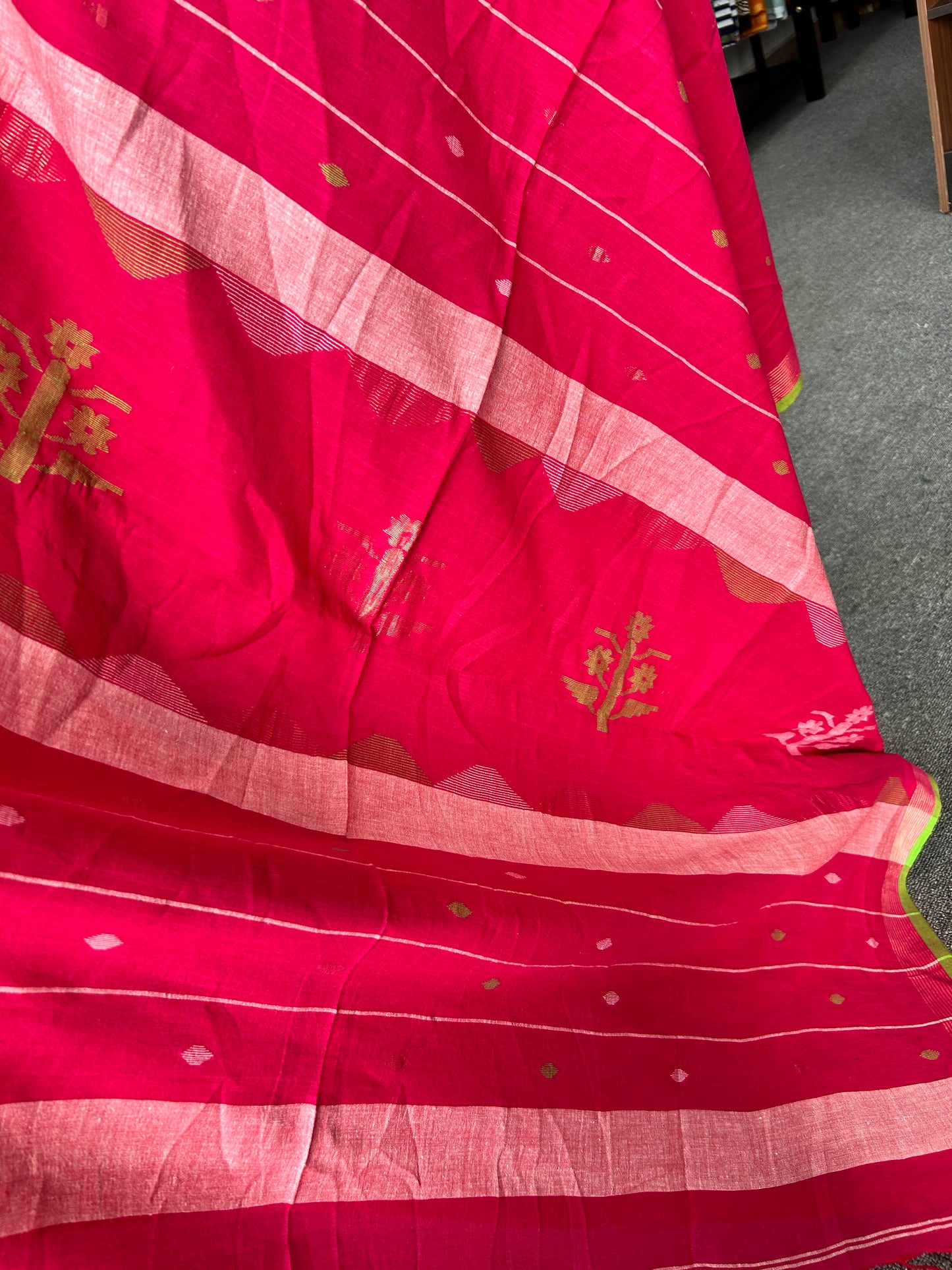 PINK KHADI JAMDANI SAREE