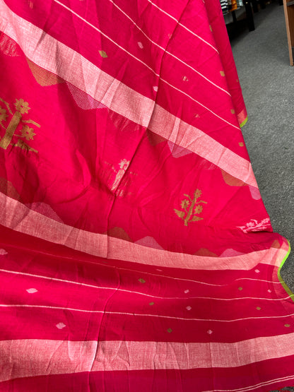 PINK KHADI JAMDANI SAREE