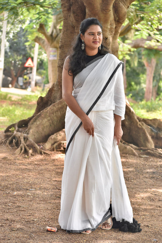 WHITE MUL SAREE