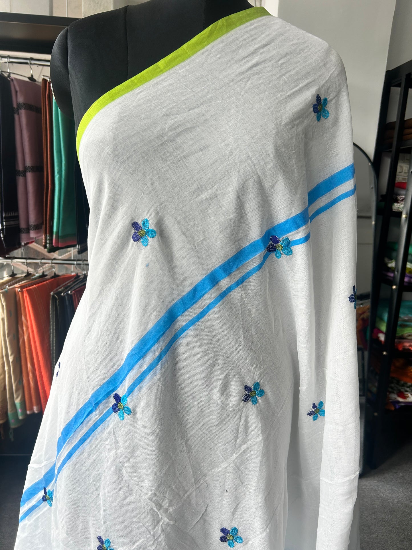 WHITE MUL SAREE