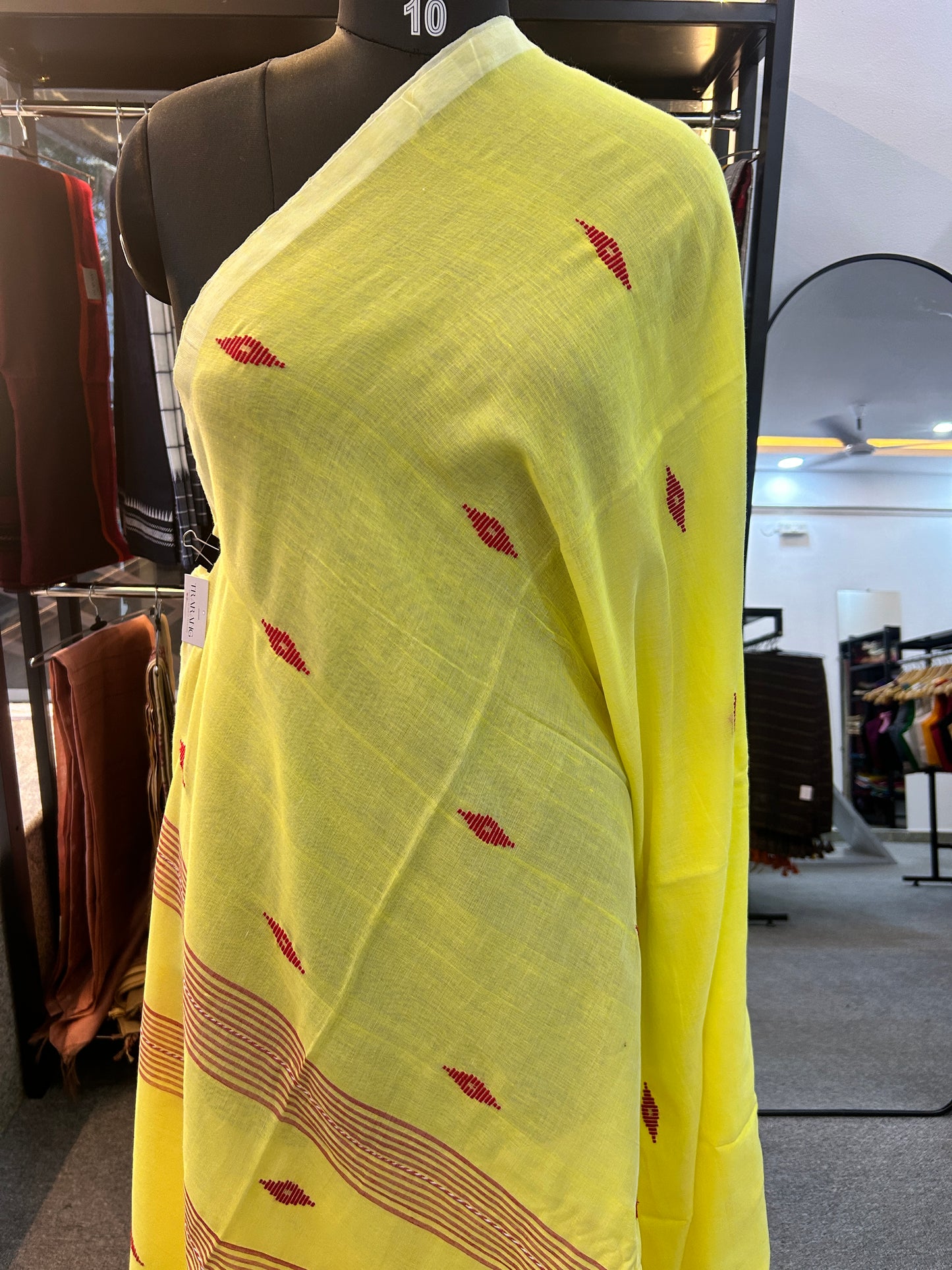 YELLOW MUL JAMDANI SAREE