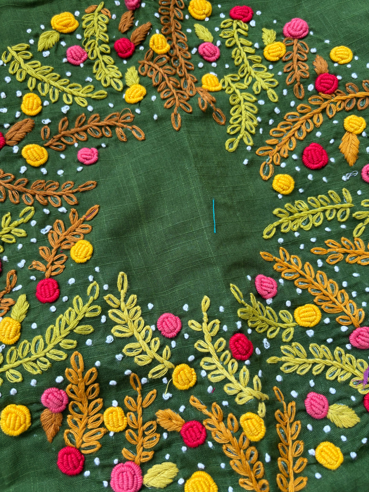GREEN EMBROIDERED  BLOUSE