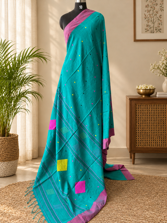 GREEN KHADI COTTON SAREE