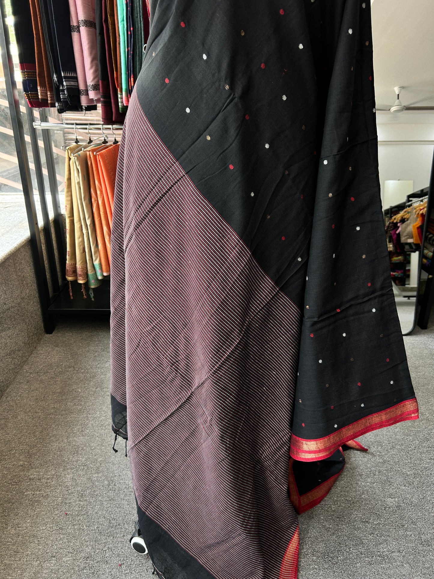 BLACK KHADI JAMDANI SAREE
