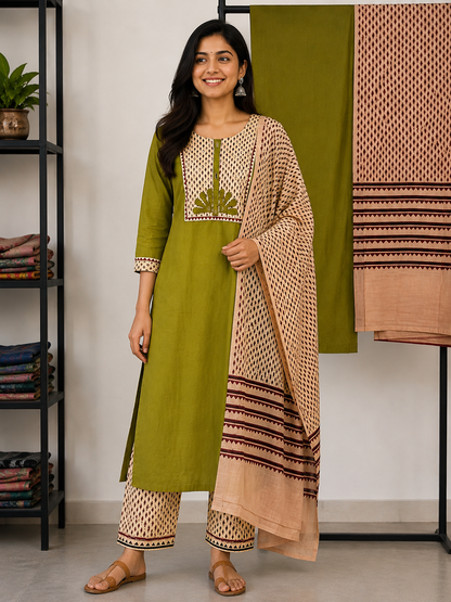 GREEN COTTON SUIT
