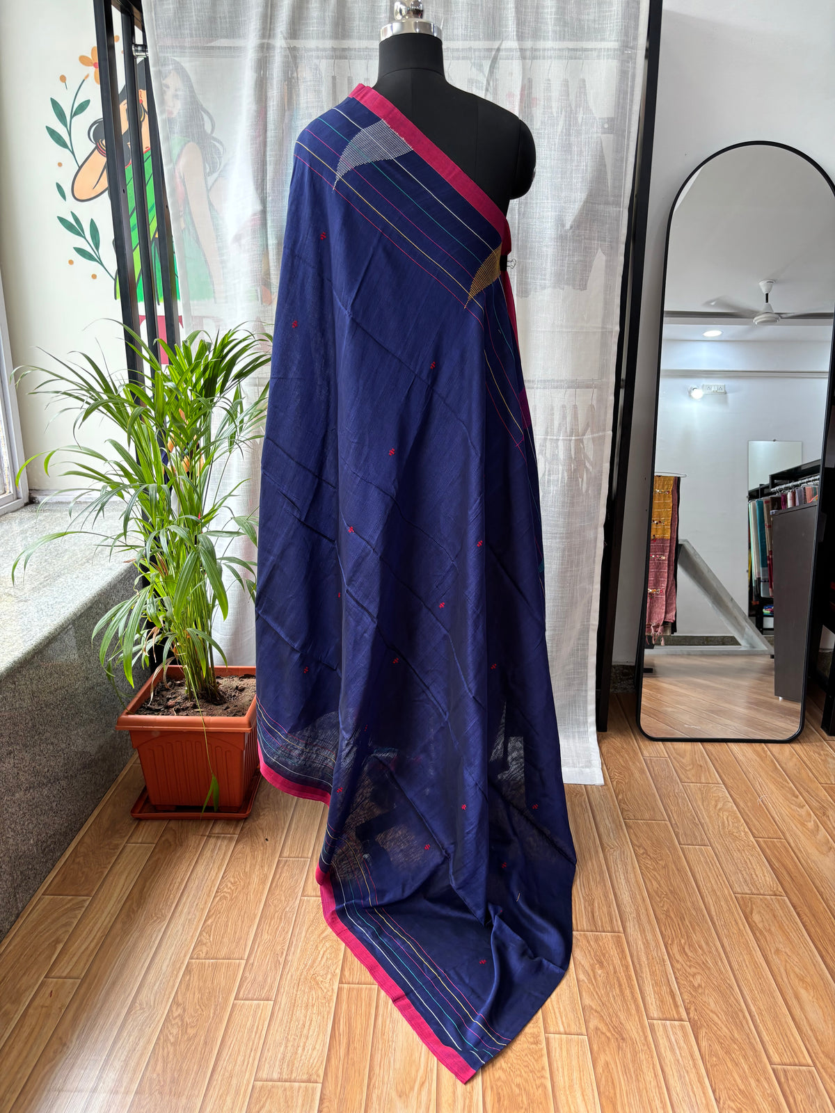 NAVY BLUE JAMDANI SAREE