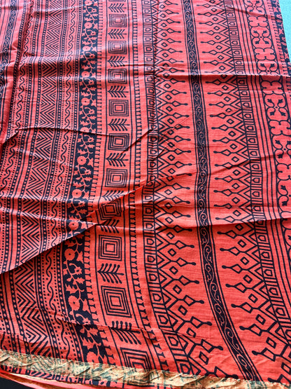 Red chanderi mul cotton